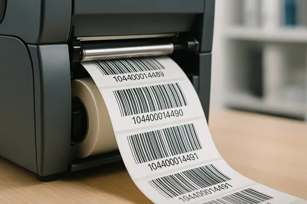 label printer printing barcode labels